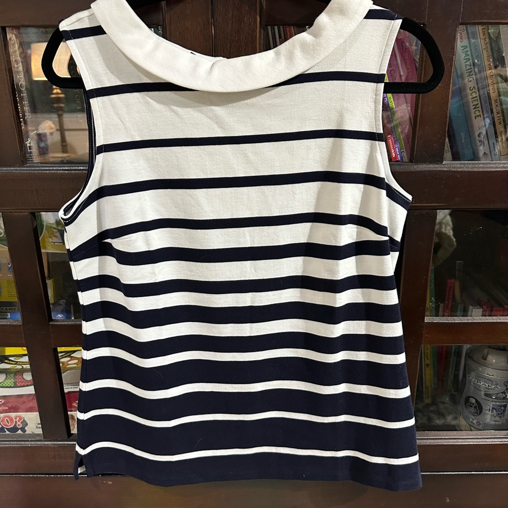 Talbots Striped Sleeveless Top in Black and Cream